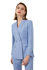 Light Blue Double Breasted Pantsuit - FashionByTeresa